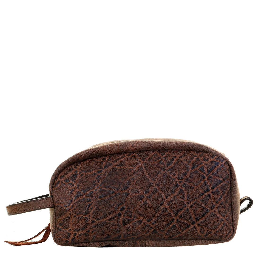 Vintage Elephant Print Leather Shaving Bag #LSK42