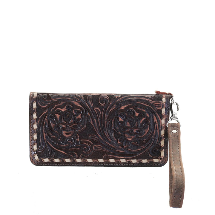 Rose Tooled Leather Wallet #LZW36