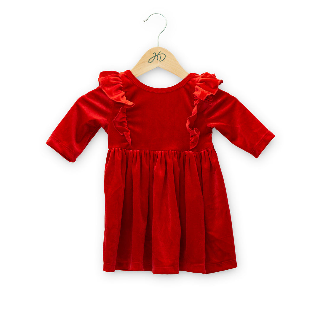 Kids Velvet Ruffle Dress