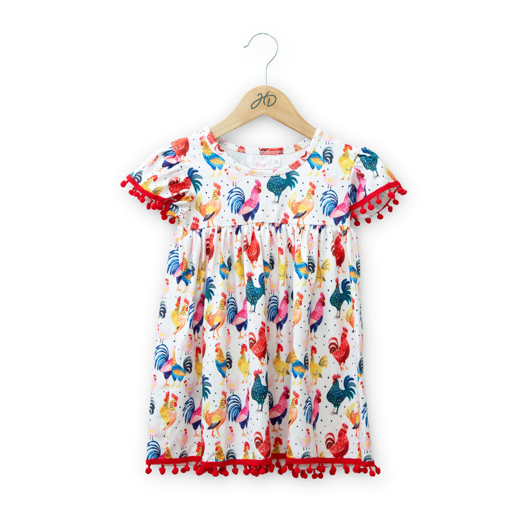 Kids Rooster Pom Pom Dress