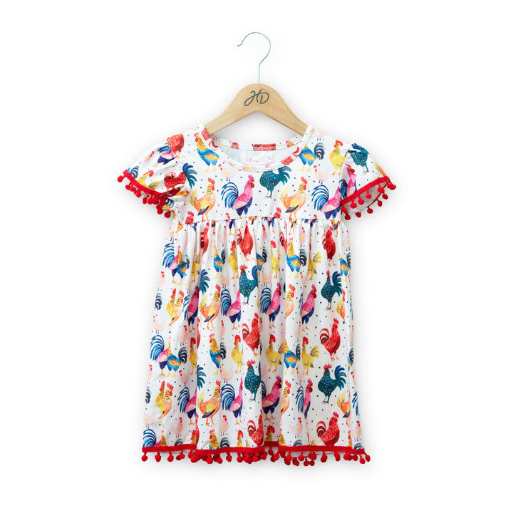 Kids Rooster Pom Pom Dress
