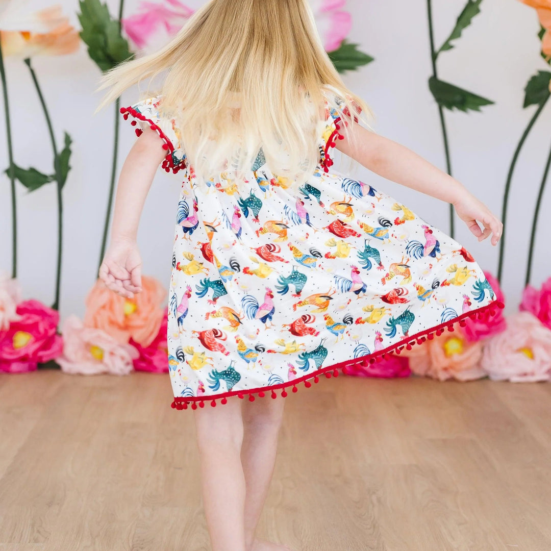Kids Rooster Pom Pom Dress