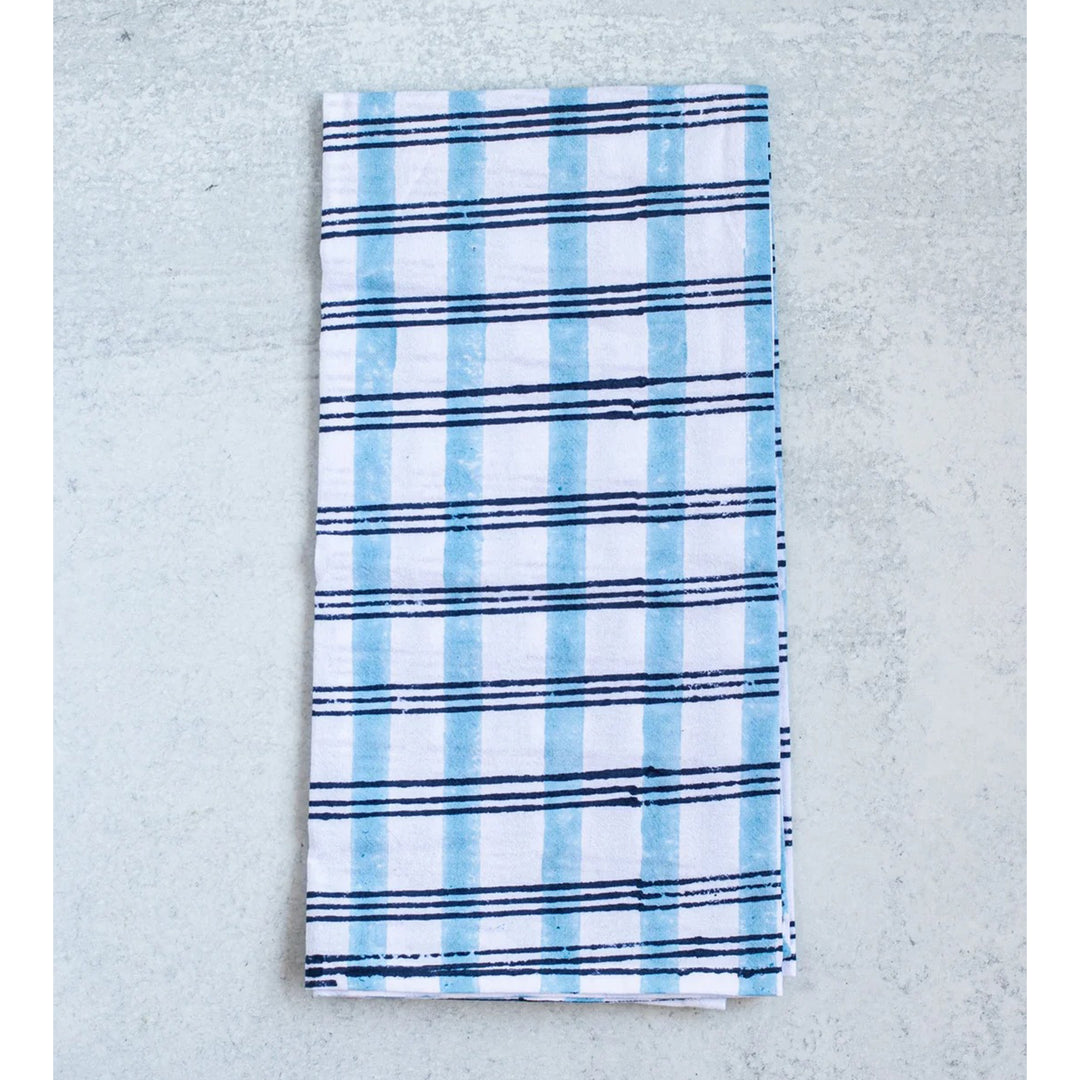 Plaid Block Print Tea Towel