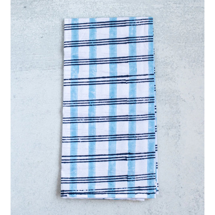 Plaid Block Print Tea Towel