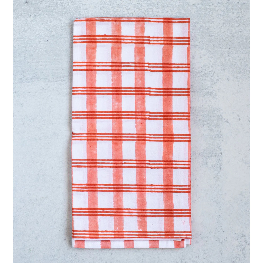 Plaid Block Print Tea Towel