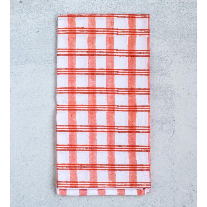 Plaid Block Print Tea Towel