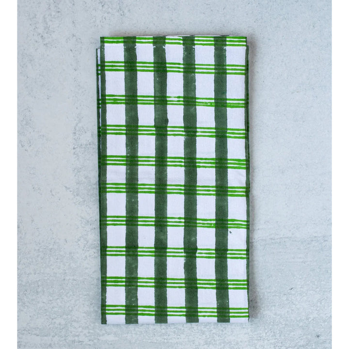 Plaid Block Print Tea Towel