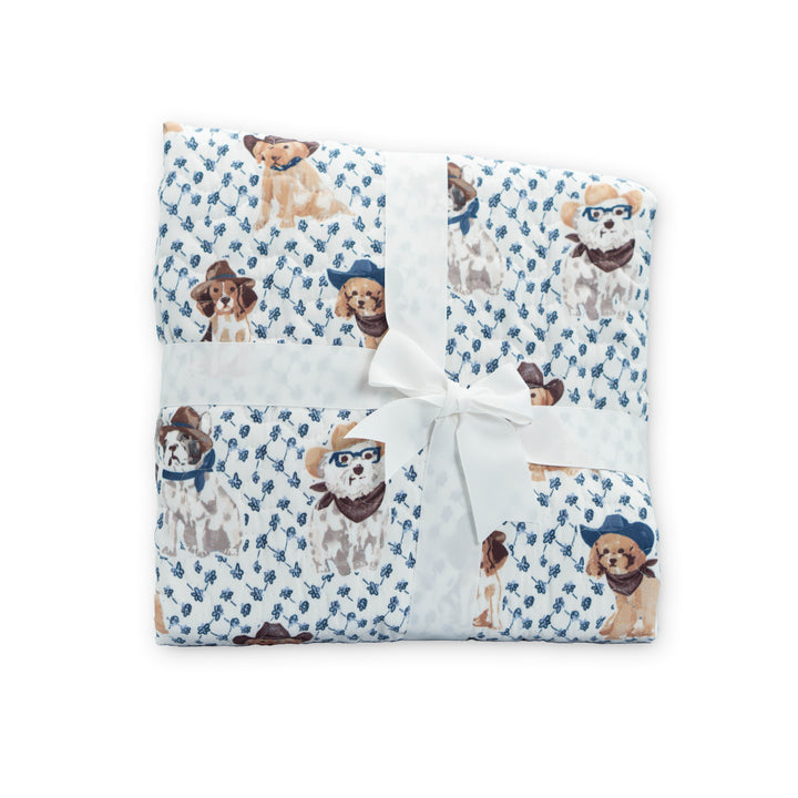 Cowboy Pups Quilted Baby Blanket #QD9869ABB