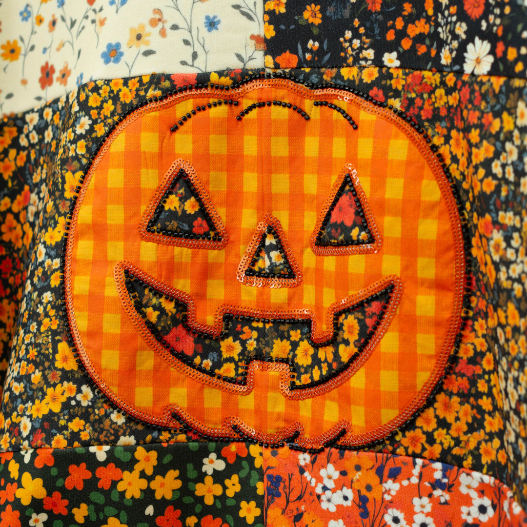 Colorblock Floral Gingham Pumpkin Sweatshirt #HOLID26N376