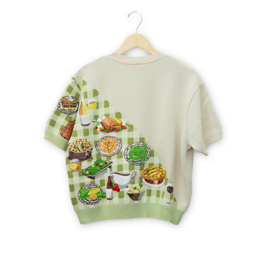 Gingham Colorblock Thanksgiving Knit Shirt #HOLID26N41