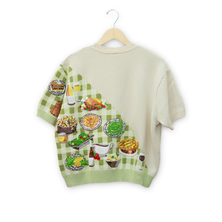 Gingham Colorblock Thanksgiving Knit Shirt #HOLID26N41