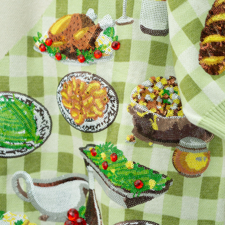 Gingham Colorblock Thanksgiving Knit Shirt #HOLID26N41