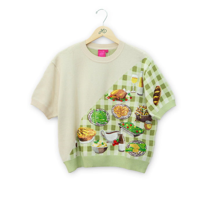 Gingham Colorblock Thanksgiving Knit Shirt #HOLID26N41