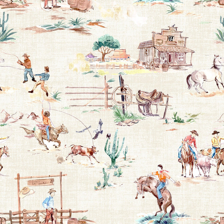 Retro Cowboy Quilted Zipper Tote Bag