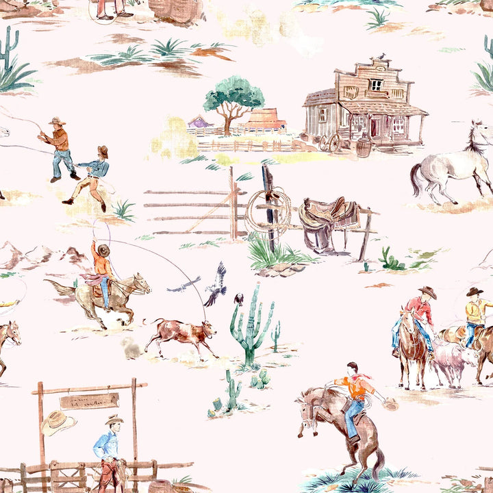 Retro Cowboy Quilted Zipper Tote Bag