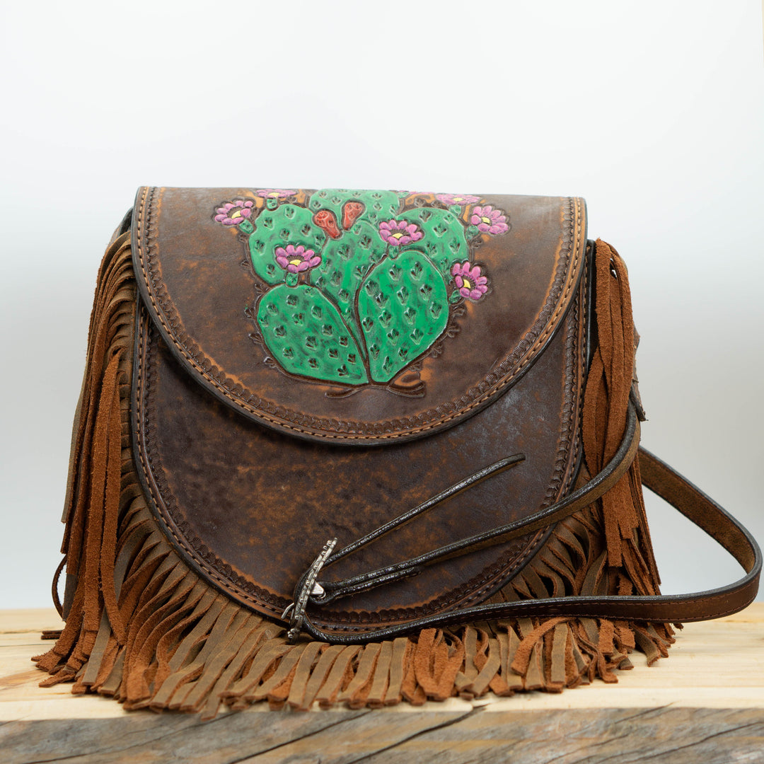 Prickly Pear Cactus Tooled Leather Purse #SB25