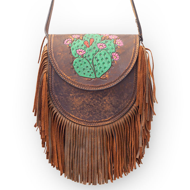 Prickly Pear Cactus Tooled Leather Purse #SB25