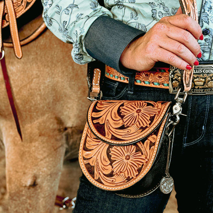Small Sheridan Tooled Leather Saddle Bag #SSB01