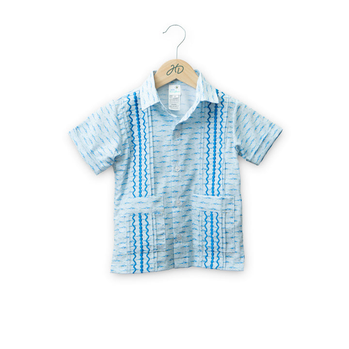 Kids Gone Fishing Guayabera Shirt