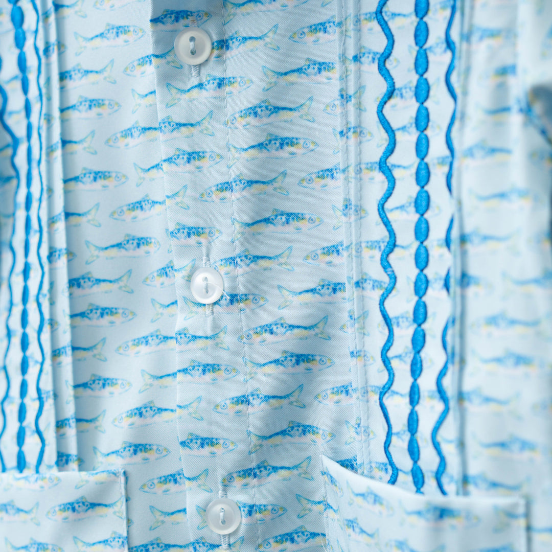 Kids Gone Fishing Guayabera Shirt