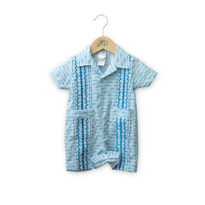Kids Gone Fishing Guayabera Romper