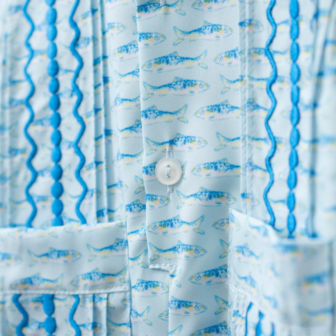 Kids Gone Fishing Guayabera Romper