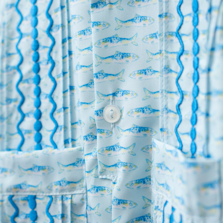 Kids Gone Fishing Guayabera Romper