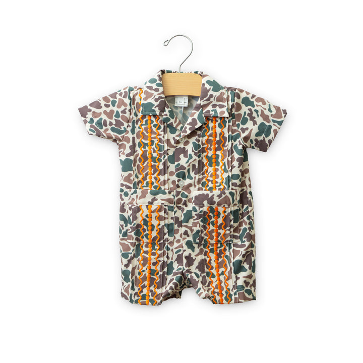 Kids Camo Guayabera Romper