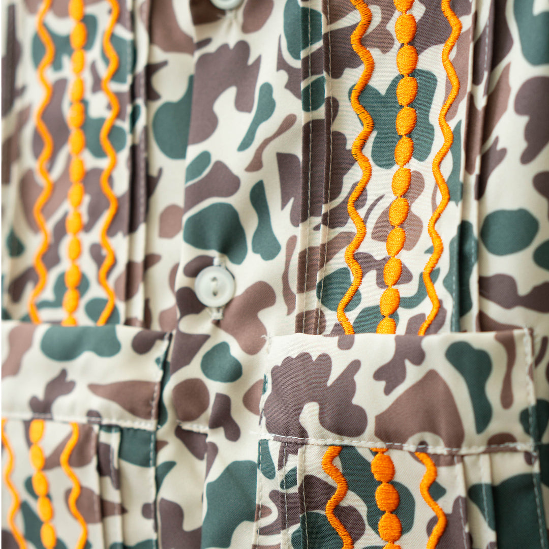 Kids Camo Guayabera Romper