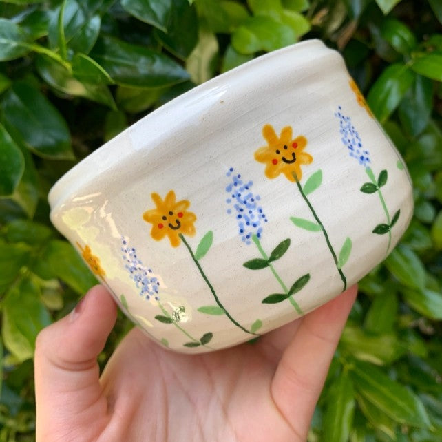 Sunflower & Bluebonnet Pot (4in)