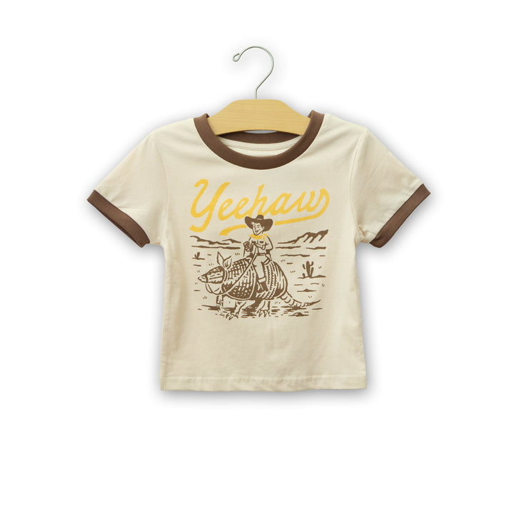 Toddler Yeehaw Armadillo Vintage Ringer T-Shirt