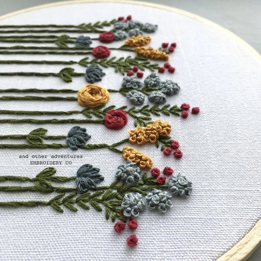 Wildflowers November Skies Hand Embroidery Kit #4044WS