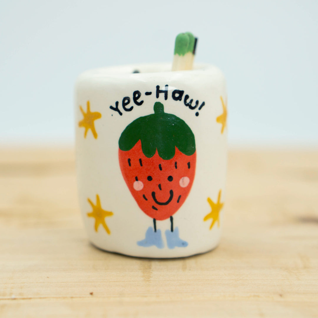 Strawberry Fruit in Boots Match Holder