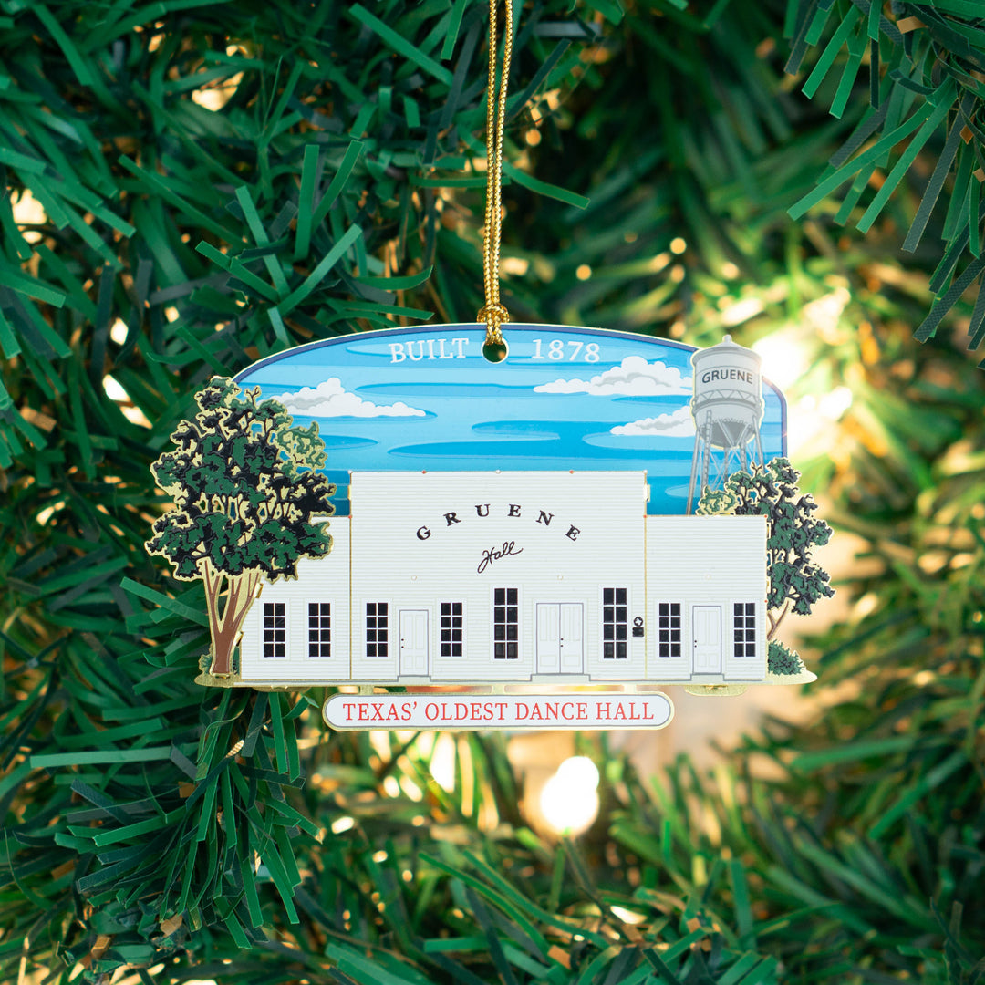 Gruene Hall & Watertower Brass Ornament