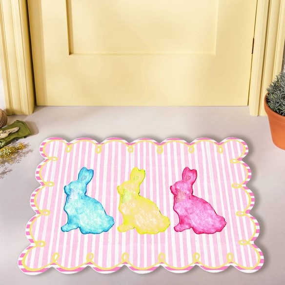 Colorful Bunnies Vinyl Floor Mat