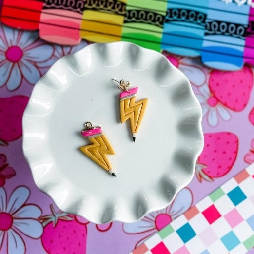 Lightening Bolt Pencil Earrings