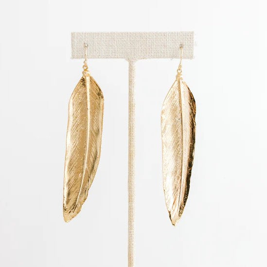 Gold Feather Earrings