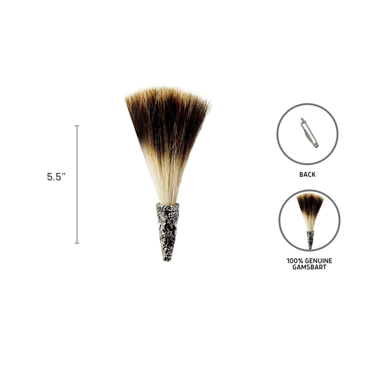 Engraved Deer Gamsbart Brush Hat Pin