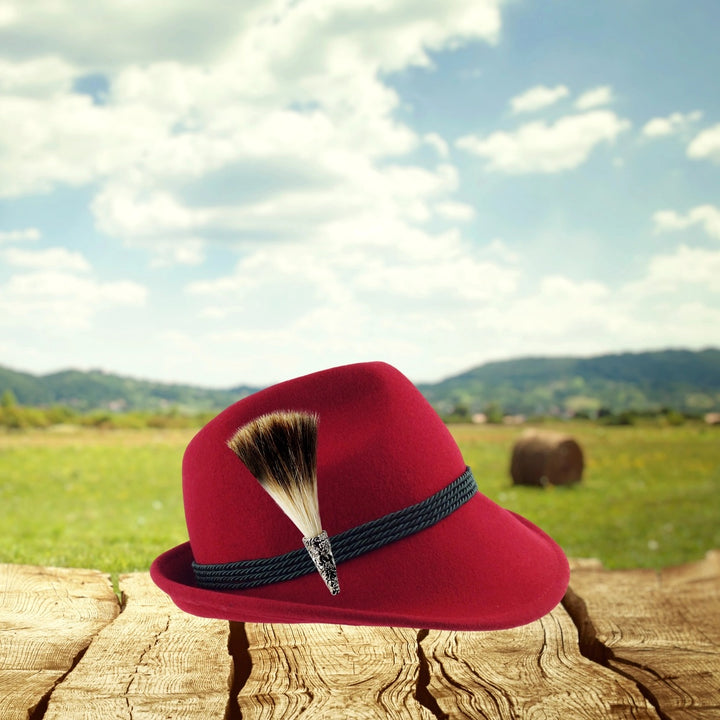 Engraved Deer Gamsbart Brush Hat Pin