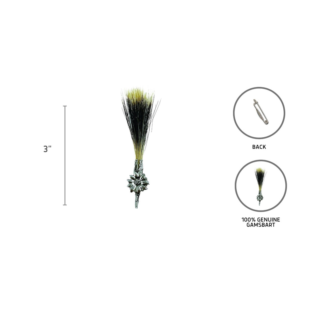 Edelweiss Gamsbart Brush Hat Pin
