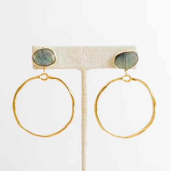 Stone Hoop Earrings