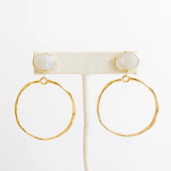 Stone Hoop Earrings