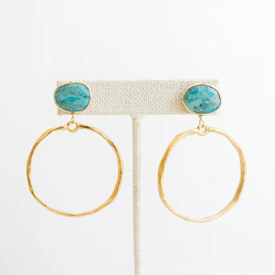 Stone Hoop Earrings