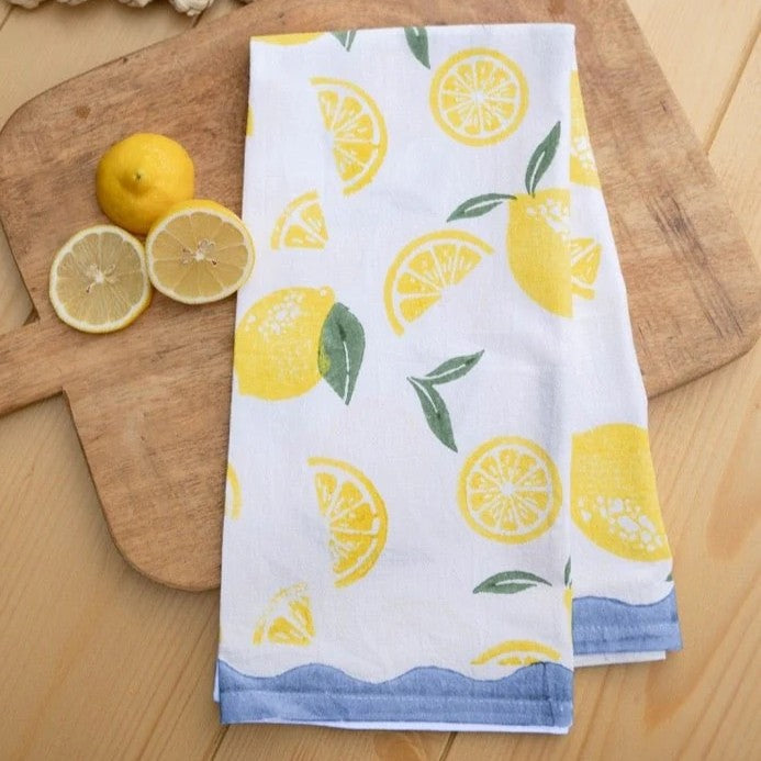 Fruit Block Print Tea Towel