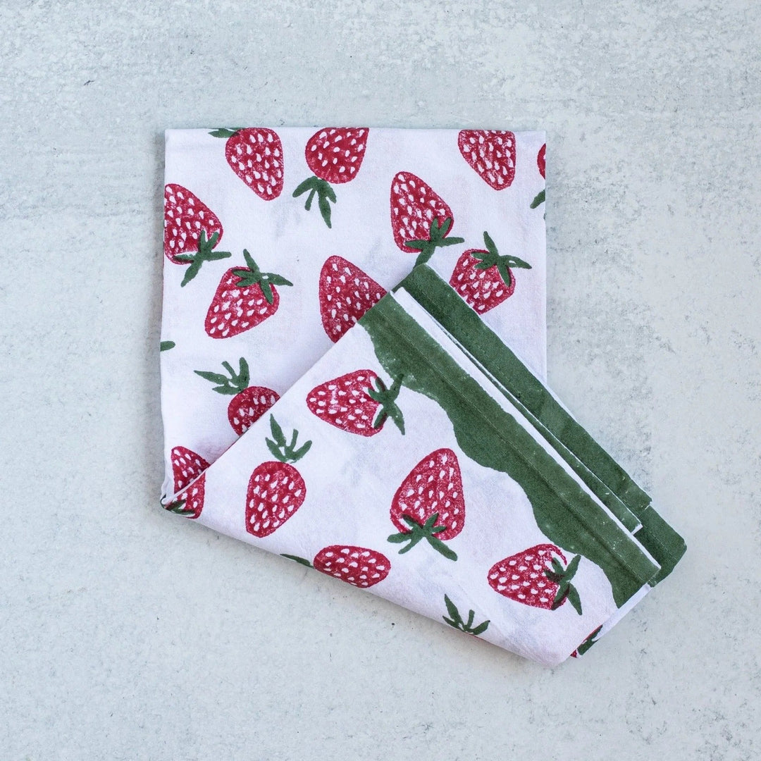 Fruit Block Print Tea Towel