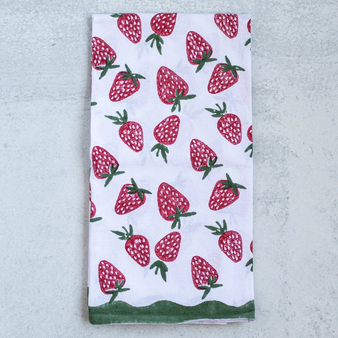 Fruit Block Print Tea Towel