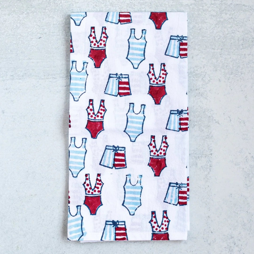 Swimsuits Block Print Tea Towel