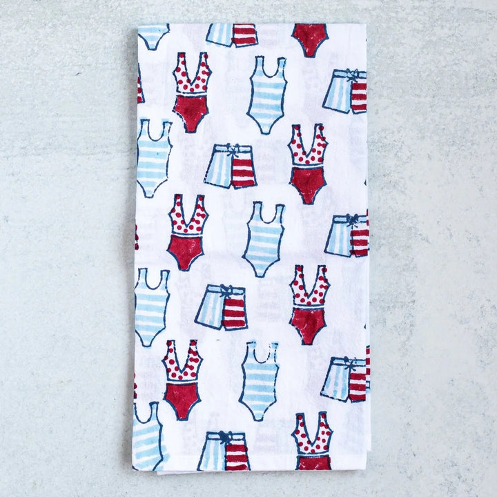 Swimsuits Block Print Tea Towel