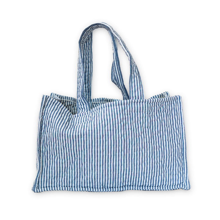 Ticking Stripe Quilted Tote Bag