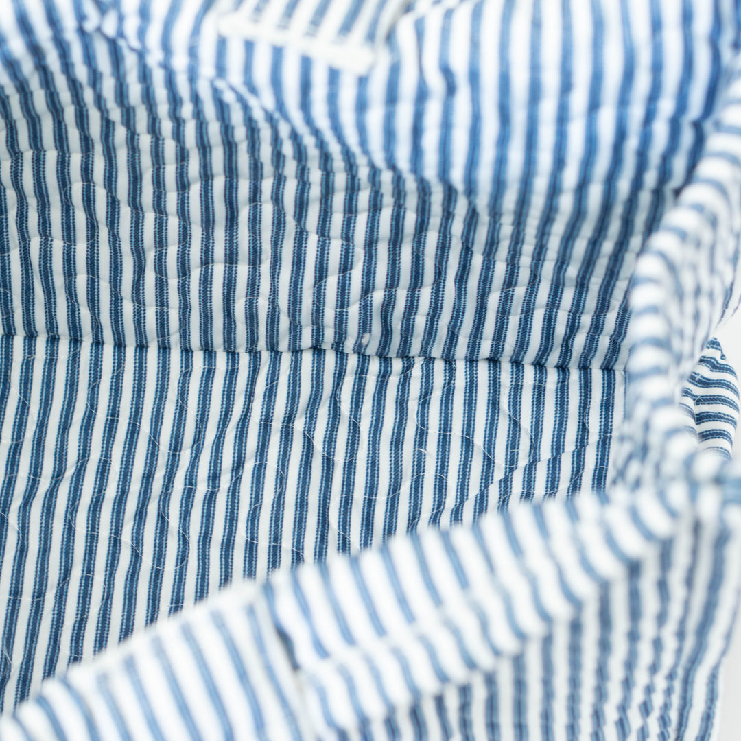 Ticking Stripe Quilted Tote Bag